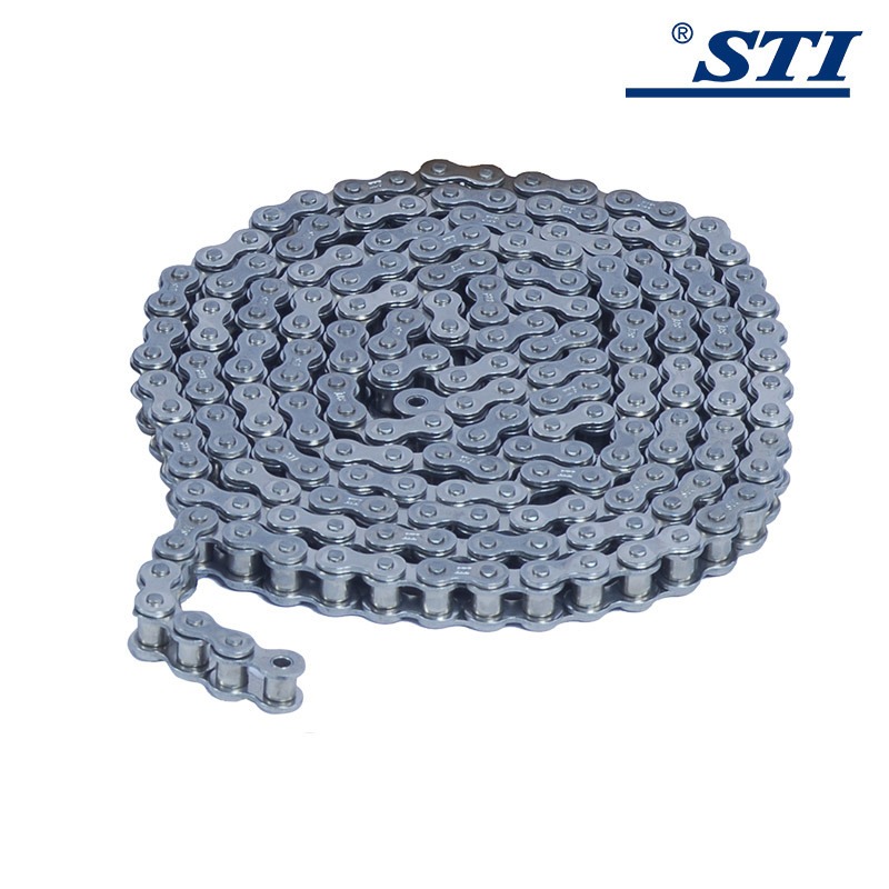 国产STI品牌耐高温机械单排链条传动链条短节距滚子链碳钢材质RC120-1R抗压耐磨